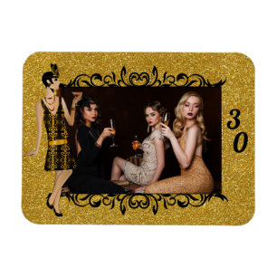 Magnet Flexible Glam 1920s Flapper Girl Gold 30th Custom Photo