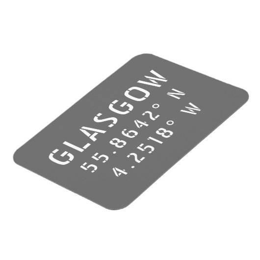 Magnet Flexible Glasgow Écosse Latitude & Longitude (Côté Gauche)
