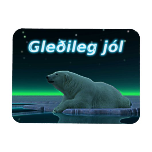 Magnet Flexible Gleðileg jól - Ours polaire de bord de glace (Horizontal)