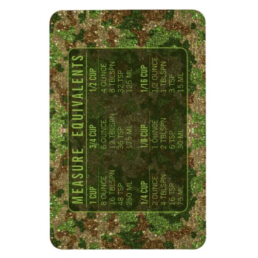 Magnet Flexible Glitter Measuring Conversion Kitchen Measure Guide (Vertical)