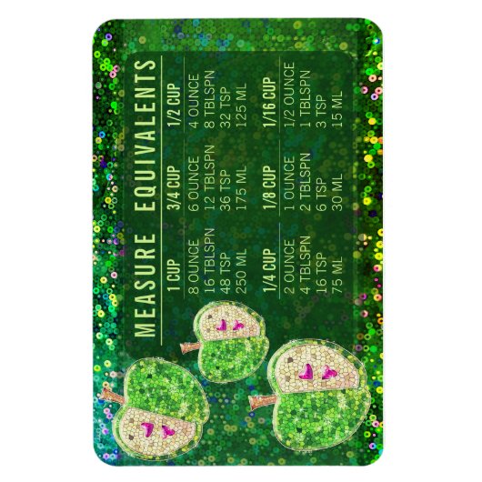 Magnet Flexible Glitter Measuring Conversion Kitchen Measure Guide (Vertical)