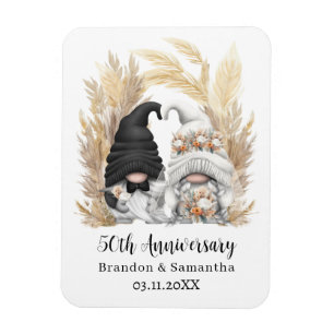 Magnet Flexible Gnome Pampas Grass 50e anniversaire Mariage