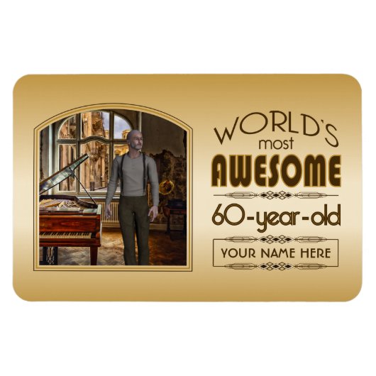 Magnet Flexible Gold 60th Birthday Meilleur cadre photo personnali (Horizontal)