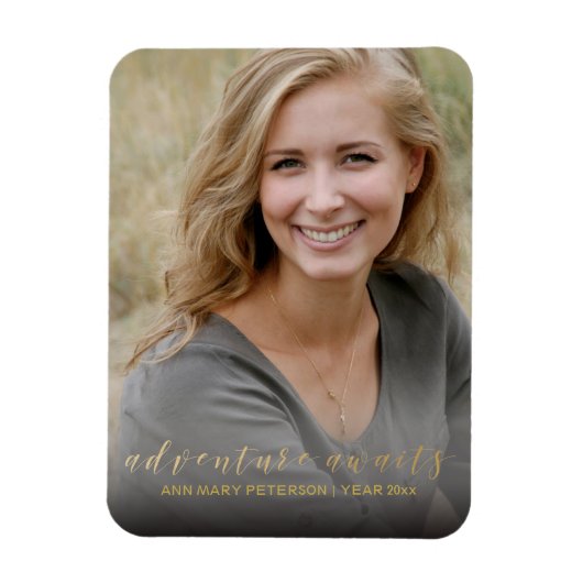 Magnet Flexible Gold Adventure attend l'aimant photo de graduation (Vertical)