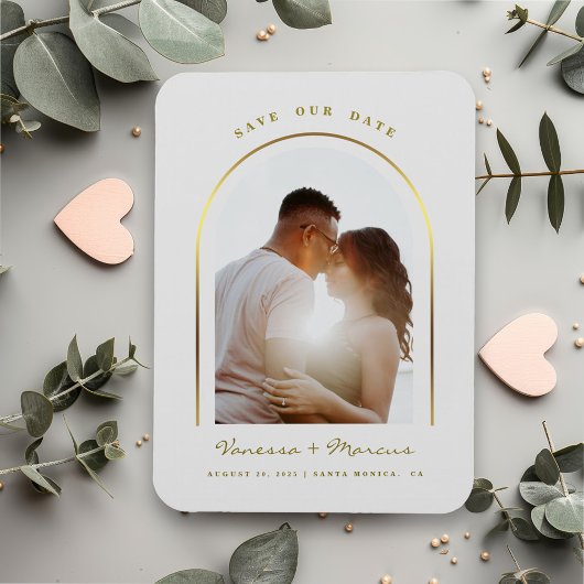 Magnet Flexible Gold Arched Frame Wedding Photo Save the Date