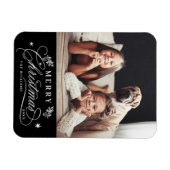 Magnet Flexible Gold & Black Romantic Joyeux Noël Photo (Horizontal)