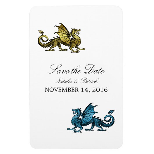 Magnet Flexible Gold Blue Dragon Enregistrer l'aimant de date (Vertical)