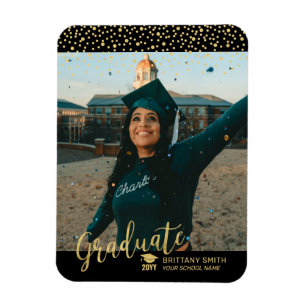 Magnet Flexible Gold Confetti Faire-part de graduation photo