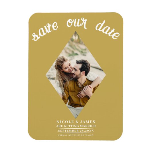 Magnet Flexible Gold Diamond Photo Wedding Enregistrer la date (Vertical)
