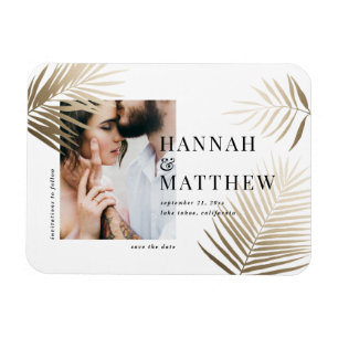 Magnet Flexible Gold feuille de palme enregistrer la date mariage