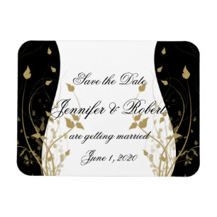 Magnet Flexible Gold Floral courbe mariage Enregistrer la date