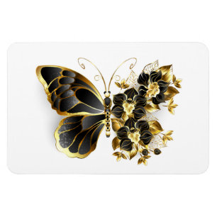 Magnet Flexible Gold flower Butterfly with Black Orchid