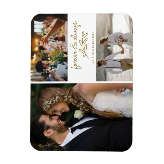 Magnet Flexible Gold Forever Toujours Photo Collage Mariage (Vertical)