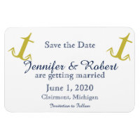 Gold Navy Nautical Anchor Wedding Save the Date