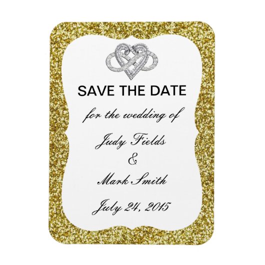Magnet Flexible Gold Parties scintillant Infinity Heart Enregistre (Vertical)