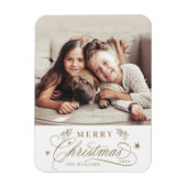 Magnet Flexible Gold Romantique Calligraphie Joyeux Noël Photo (Vertical)