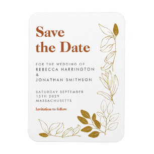 Magnet Flexible Gold Rust Leaf Terracotta Mariage Enregistrer La D