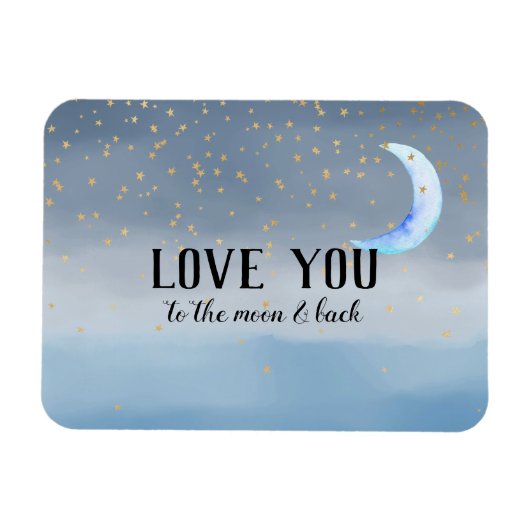 Magnet Flexible Gold Stars Moon Blue Ombre (Horizontal)