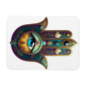 Magnet Flexible Gold Violet Teal Hamsa w/ Turquoise Third Eye (Horizontal)
