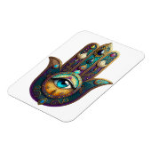 Magnet Flexible Gold Violet Teal Hamsa w/ Turquoise Third Eye (Côté Gauche)