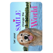 Magnet Flexible Golden Retriever Changer le monde (Vertical)