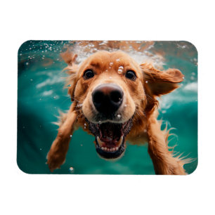 Magnet Flexible Golden Retriever heureux nageant sous l'eau