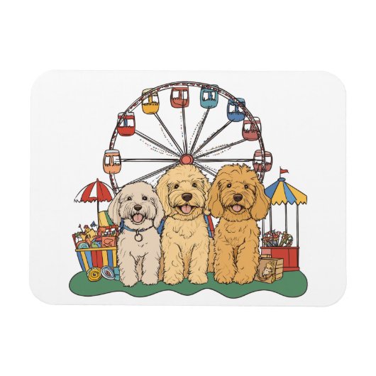 Magnet Flexible Goldendoodle Chiens À Un Carnaval (Horizontal)