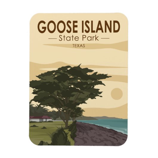 Magnet Flexible Goose Island State Park Texas Vintage (Vertical)