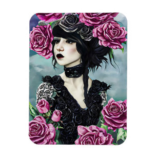 Magnet Flexible Goth Rose Girl Art original Peinture numérique