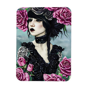 Magnet Flexible Goth Rose Girl Art original Peinture numérique