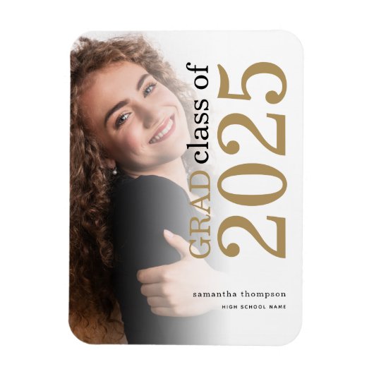 Magnet Flexible Grad Photo Gold Noir 2023 Faire-part de graduation (Vertical)