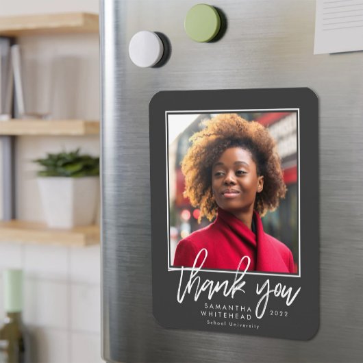 Magnet Flexible Graduate moderne 2022 Photo Merci gris foncé