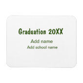 Magnet Flexible Graduation 20XX ajouter nom année école vert moder (Horizontal)