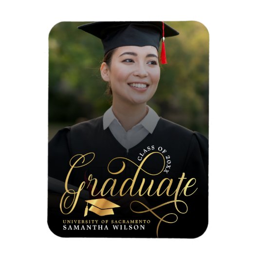 Magnet Flexible Graduation de la photo de script or moderne (Vertical)