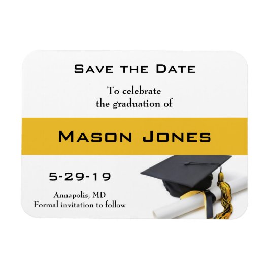 Magnet Flexible Graduation Enregistrer la date Black Gold Casquett (Horizontal)