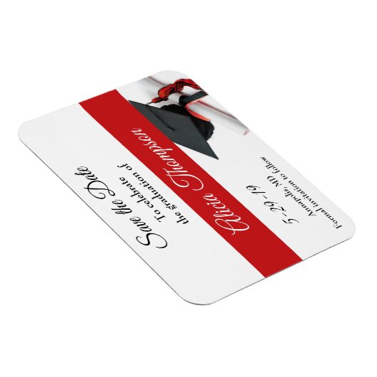 Magnet Flexible Graduation Enregistrer la date Noir Rouge Casquett (Côté Droit)