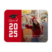 Magnet Flexible Graduation Moderne 2025 Rouge Blanc Grad Photo (Horizontal)