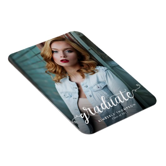 Magnet Flexible Graduation Moderne Faire-part de script photo (Côté Droit)