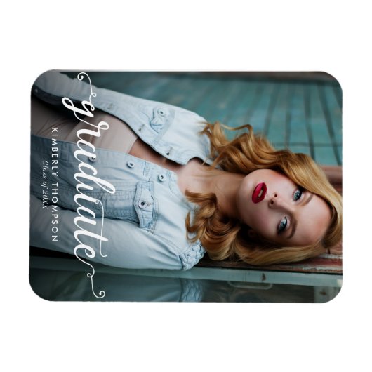 Magnet Flexible Graduation Moderne Faire-part de script photo (Horizontal)