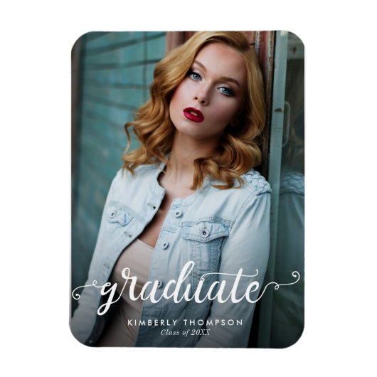 Magnet Flexible Graduation Moderne Faire-part de script photo (Vertical)