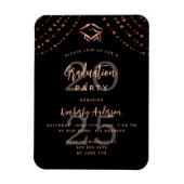 Magnet Flexible Graduation party noir rose or étoiles invitation (Vertical)