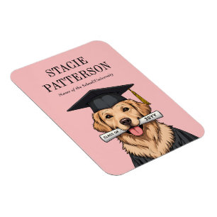 Magnet Flexible Graduation personnalisée mignon Golden Retriever C
