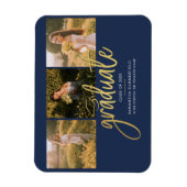 Magnet Flexible Graduation Photo Collage Marine Faire-part Or (Vertical)
