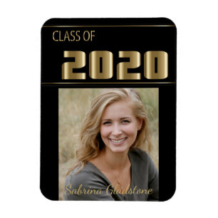 Magnet Flexible Graduation photo de la classe noire et or -2020