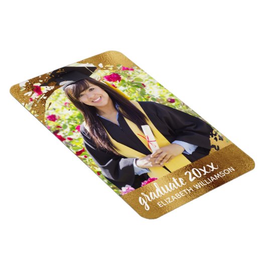Magnet Flexible Graduation Photo Faux Gold Moderne Élégant (Côté Droit)