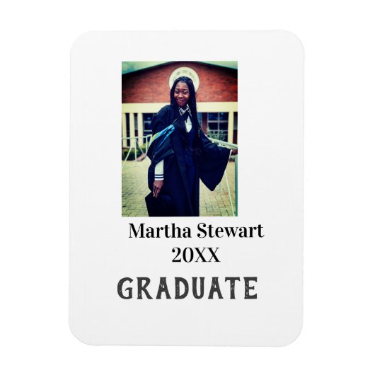 Magnet Flexible Graduation photo name year class university simple (Vertical)