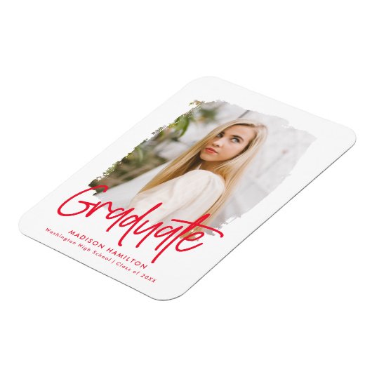 Magnet Flexible Graduation photo Preppy Red Script (Côté Gauche)