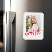 Magnet Flexible Graduation photo Preppy Red Script