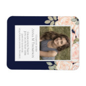Magnet Flexible Graduation Simple Photo Floral Rose Marine Bleu (Horizontal)