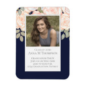 Magnet Flexible Graduation Simple Photo Floral Rose Marine Bleu (Vertical)